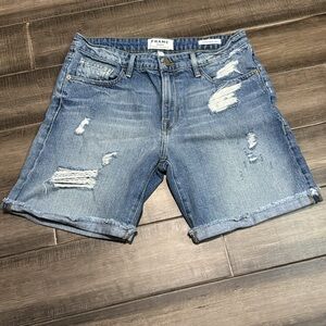 EUC Frame Denim Distressed Blue Jean Shorts